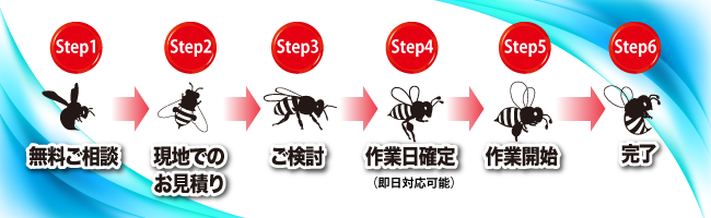 蜂駆除作業の流れ
